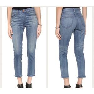 Crippen Cropped Boyfriend Raw Hem Jeans High Rise Cotton Ankle Women's 28